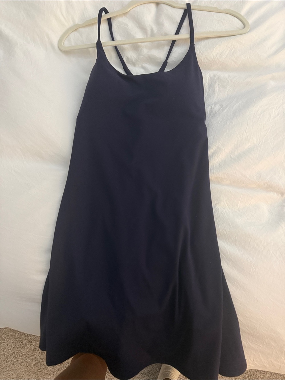 HALARA Navy Blue Mini Slip Dress with Thin Straps